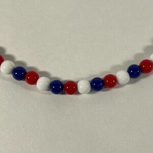 Red/White/Blue Acrylic Bead Necklace NWT